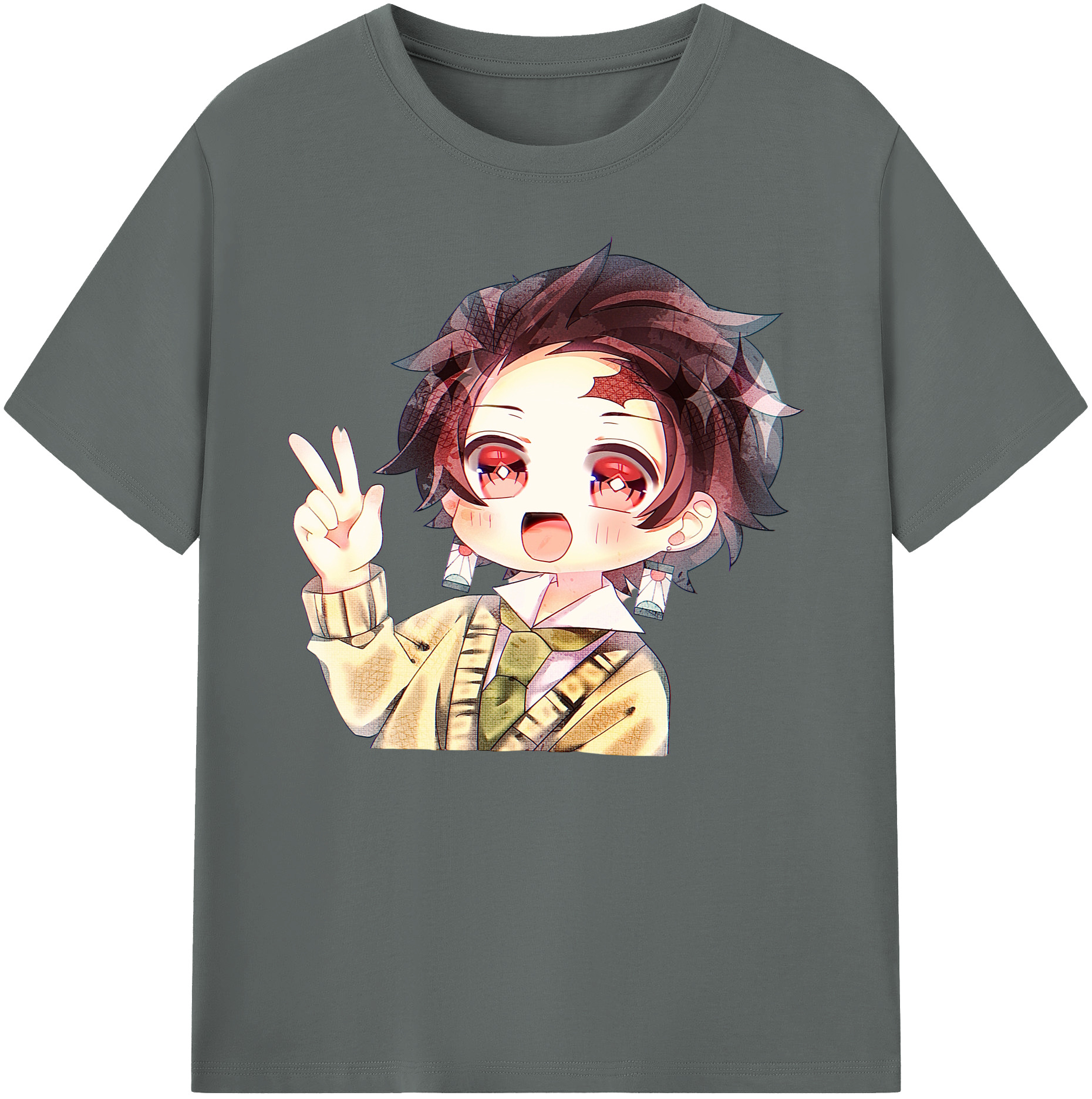 （画像用） 鬼滅の刃 竈門 炭治郎／かまど たんじろう Kamado Tanjirou 綿100％ メンズ半袖Tシャツ｜肌触りやわらか＆通気性